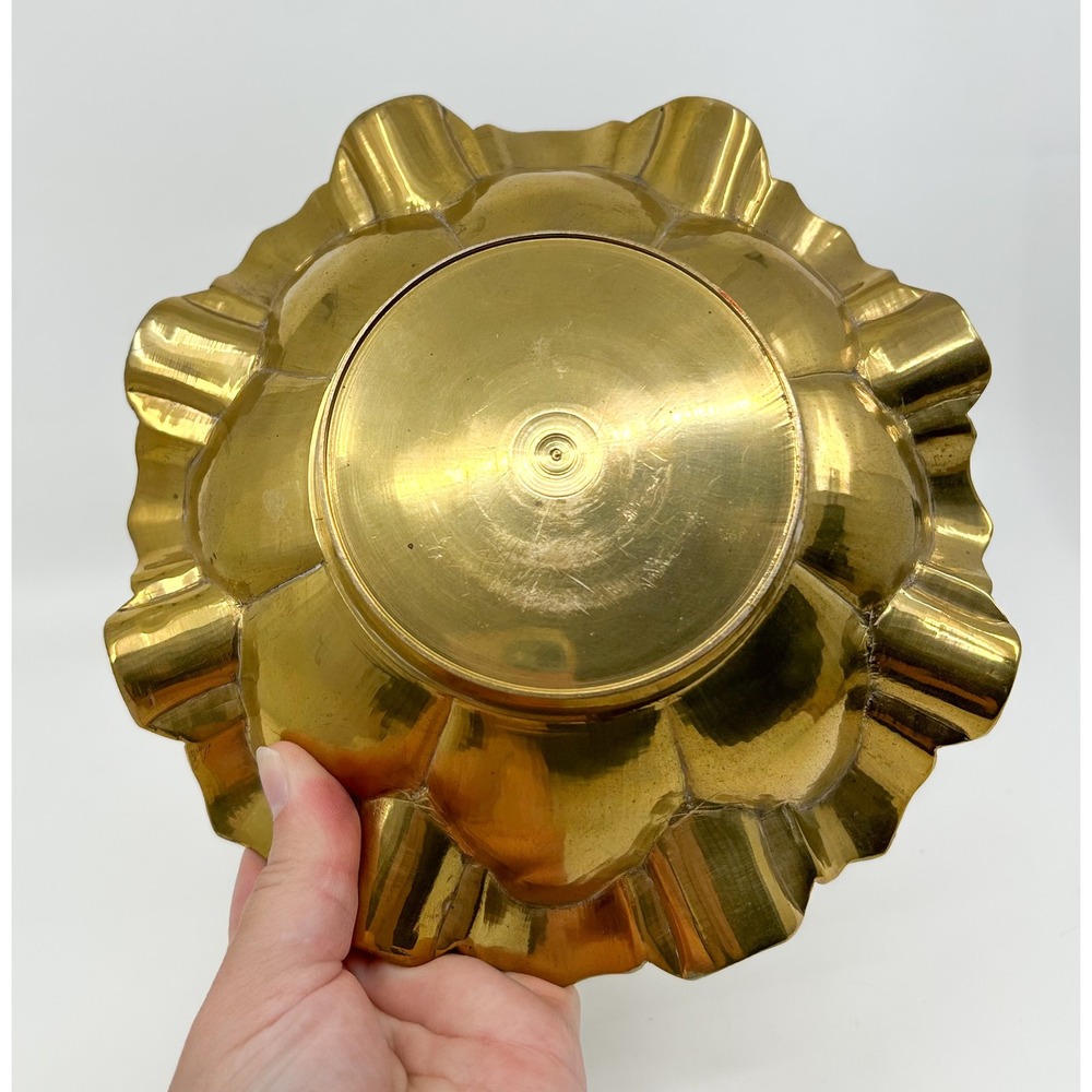 Vintage Brass Gold Tone Cigar Ashtray Mid Century Star Burst Hollywood Regency - Picture 9 of 16